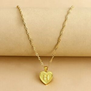 New Gold Plated 18K with H heart pendant necklace ❤